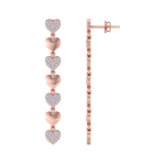 Load image into Gallery viewer, Dangle earrings with gold hearts in rose gold with white diamonds of 1.01 ct in weight