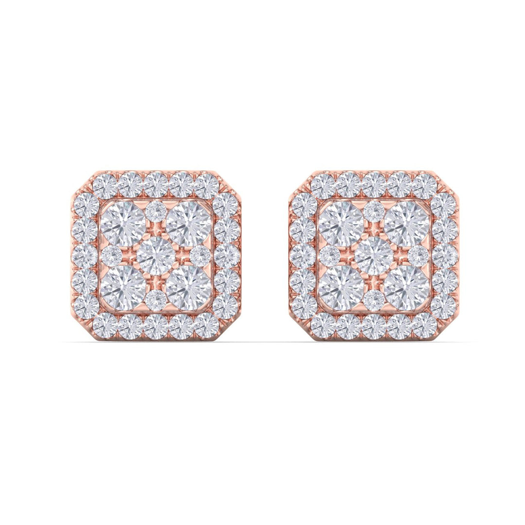 Classic Square stud earrings in white gold with white diamonds of 0.51 ct in weight
