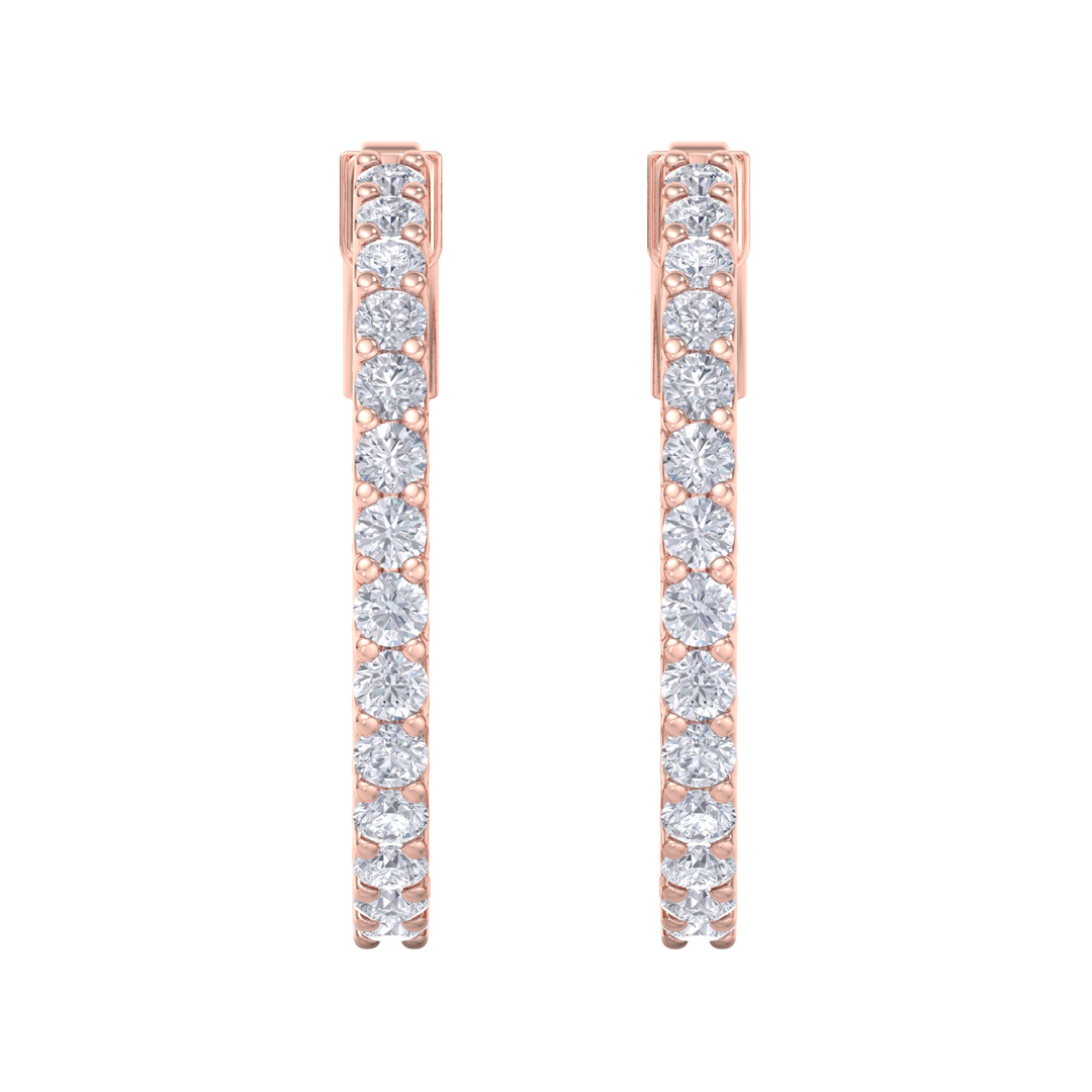 Diamond eternity hoop earrings in white gold with white diamonds of 2.00 ct in weight