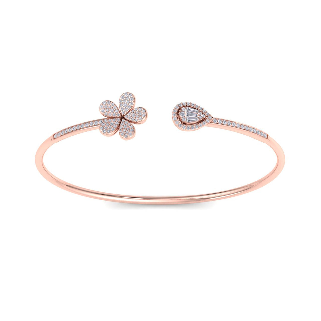 Cuff bracelet in rose gold with white diamonds of 0.72 ct in weight