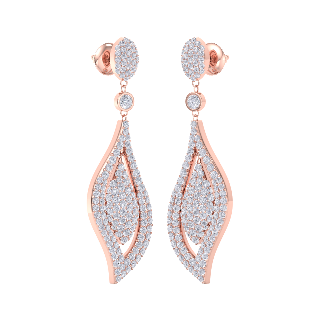 Teardrop earrings in rose gold with white diamonds of 1.08 ct in weight