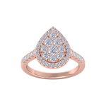 Load image into Gallery viewer, Pear cluster ring in yellow gold with white diamonds of 0.98 ct in weight