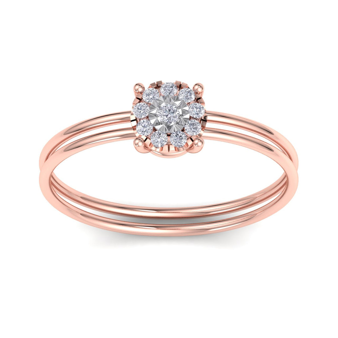 Petite ring in rose gold with white diamonds of 0.16 ct in weight