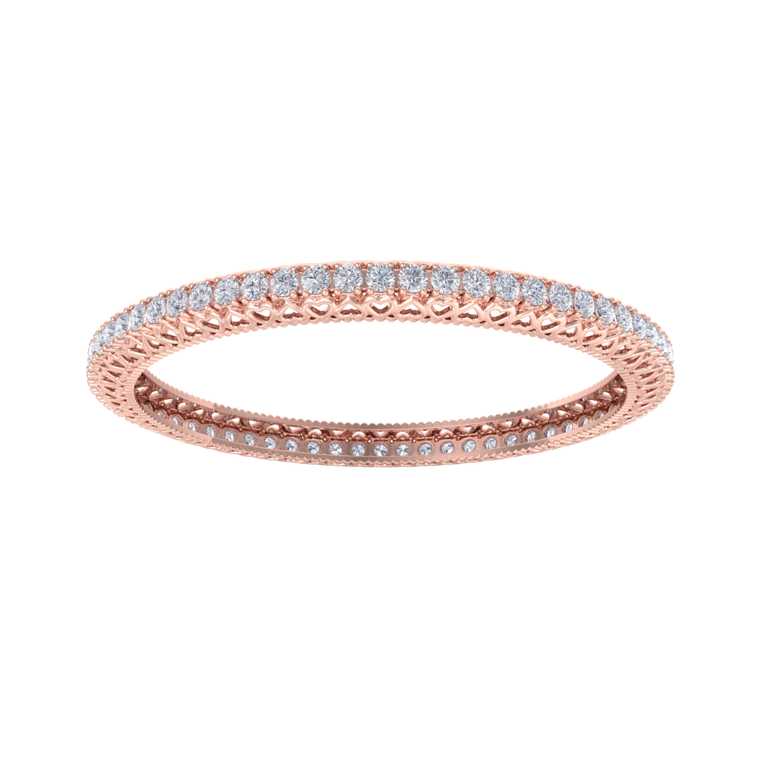 Classic diamond bangle with hearts in white gold with white diamonds of 13.60 ct in weight