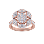 Load image into Gallery viewer, Diamond flower ring in rose gold with white diamonds of 1.52 ct in weight