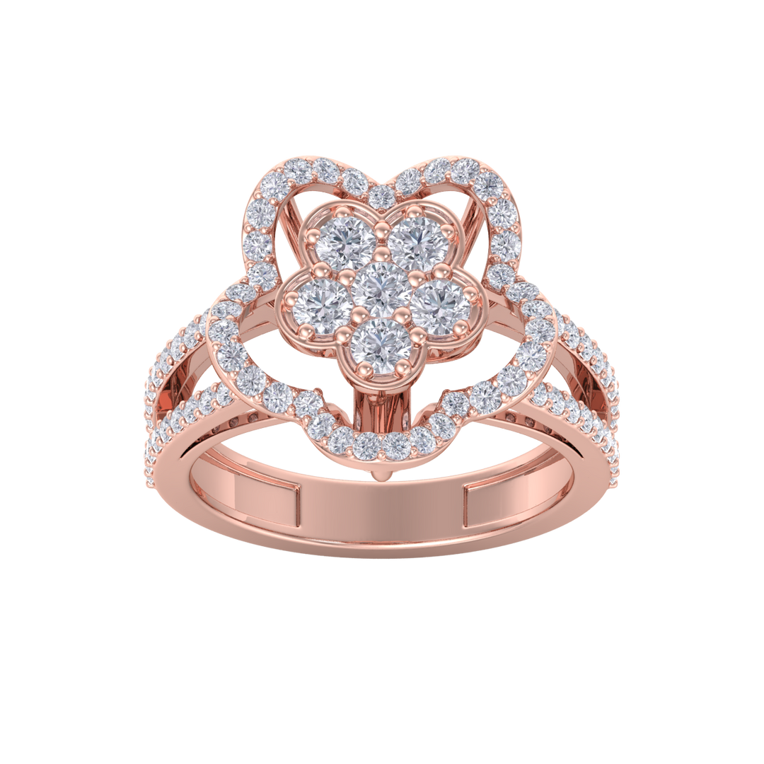 Elegant Diamond ring in yellow gold with white diamonds of 0.89 ct in weight