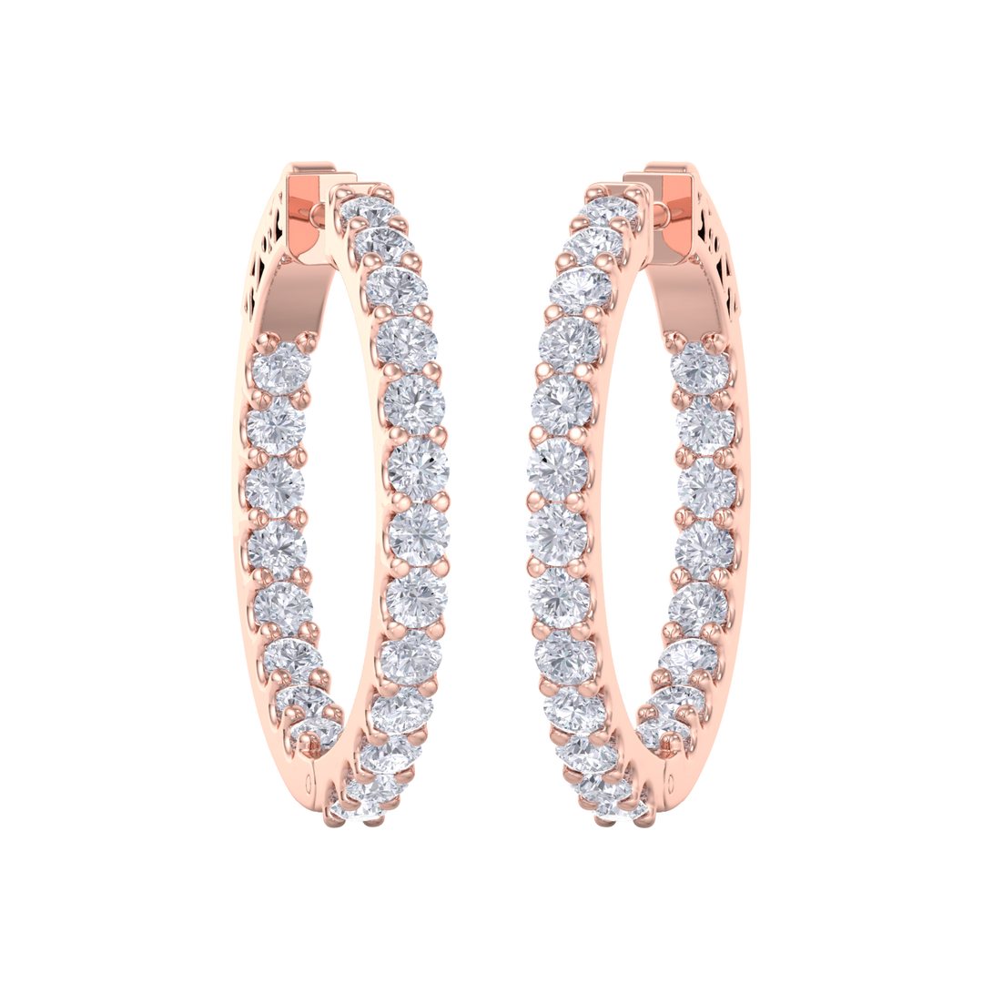 Diamond eternity hoop earrings in white gold with white diamonds of 2.92 ct in weight
