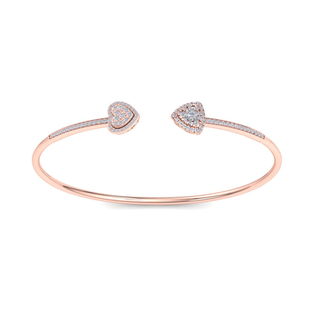 Cuff bracelet in rose gold with white diamonds of 0.56 ct in weight