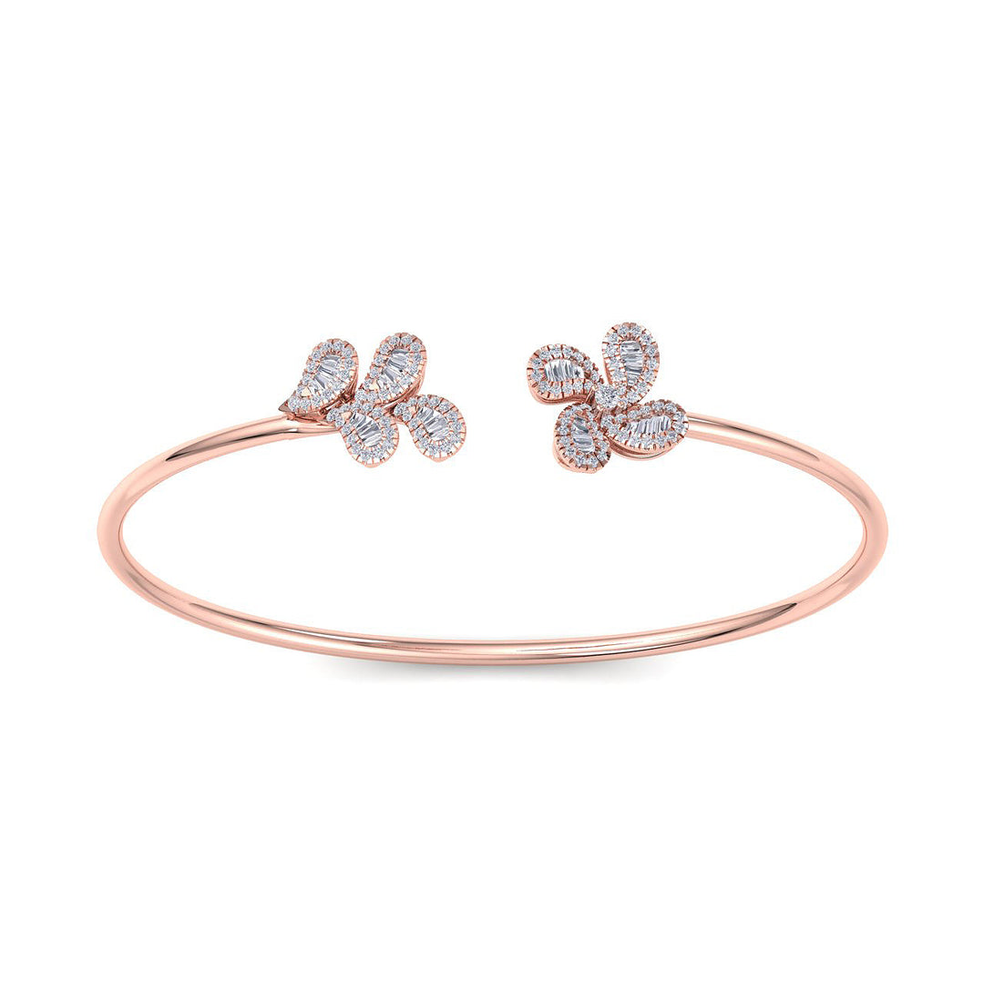 Cuff bracelet in rose gold with white diamonds of 0.65 ct in weight