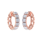 Load image into Gallery viewer, Baguette diamond hoop earrings in rose gold with white diamonds of 4.56 ct in weight