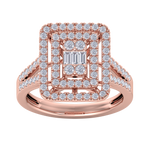 Load image into Gallery viewer, Square diamond ring with split shank in white gold with white diamonds of 1.02 ct in weight
