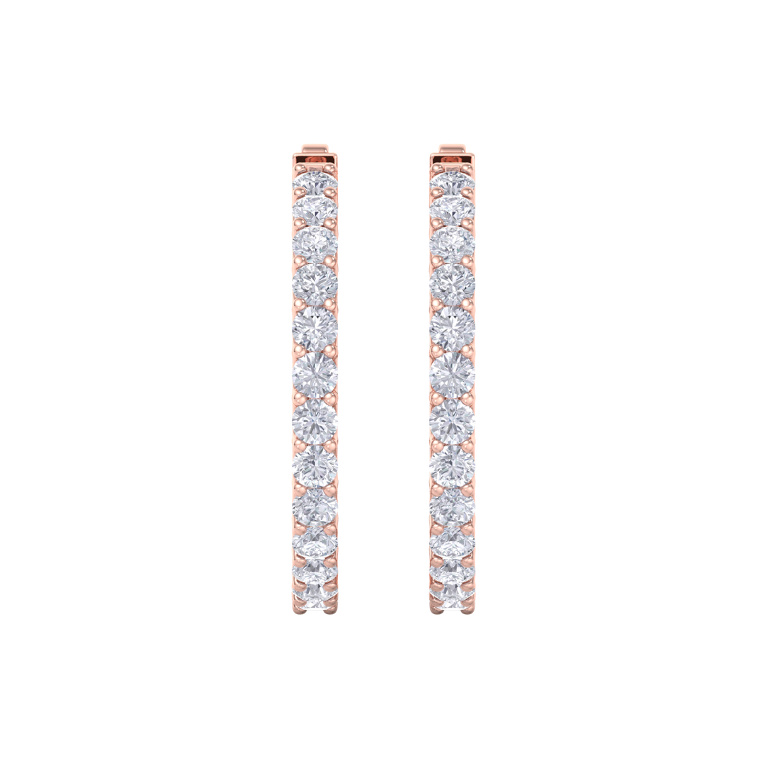 Diamond eternity hoop earrings in yellow gold with white diamonds of 4.82 ct in weight