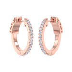 Load image into Gallery viewer, Petite diamond hoop earrings in rose gold with white diamonds of 0.34 ct in weight