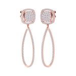 Load image into Gallery viewer, Dangle hoop earrings in rose gold with white diamonds of 1.30 ct in weight