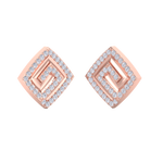 Load image into Gallery viewer, Square diamond earrings in rose gold with white diamonds of 0.58 ct in weight