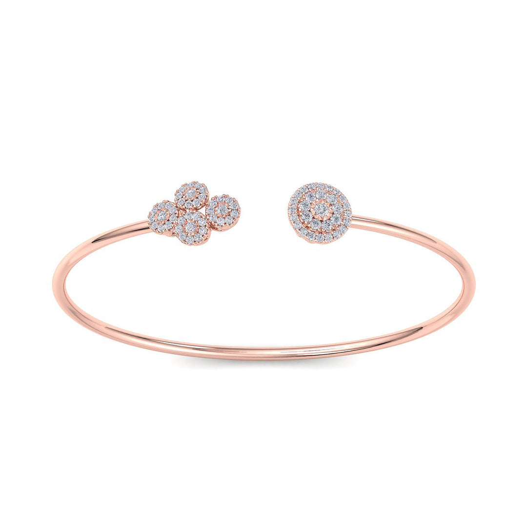 Cuff bracelet in rose gold with white diamonds of 0.57 ct in weight