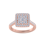 Load image into Gallery viewer, Square cluster ring in rose gold with white diamonds of 1.01 ct in weight