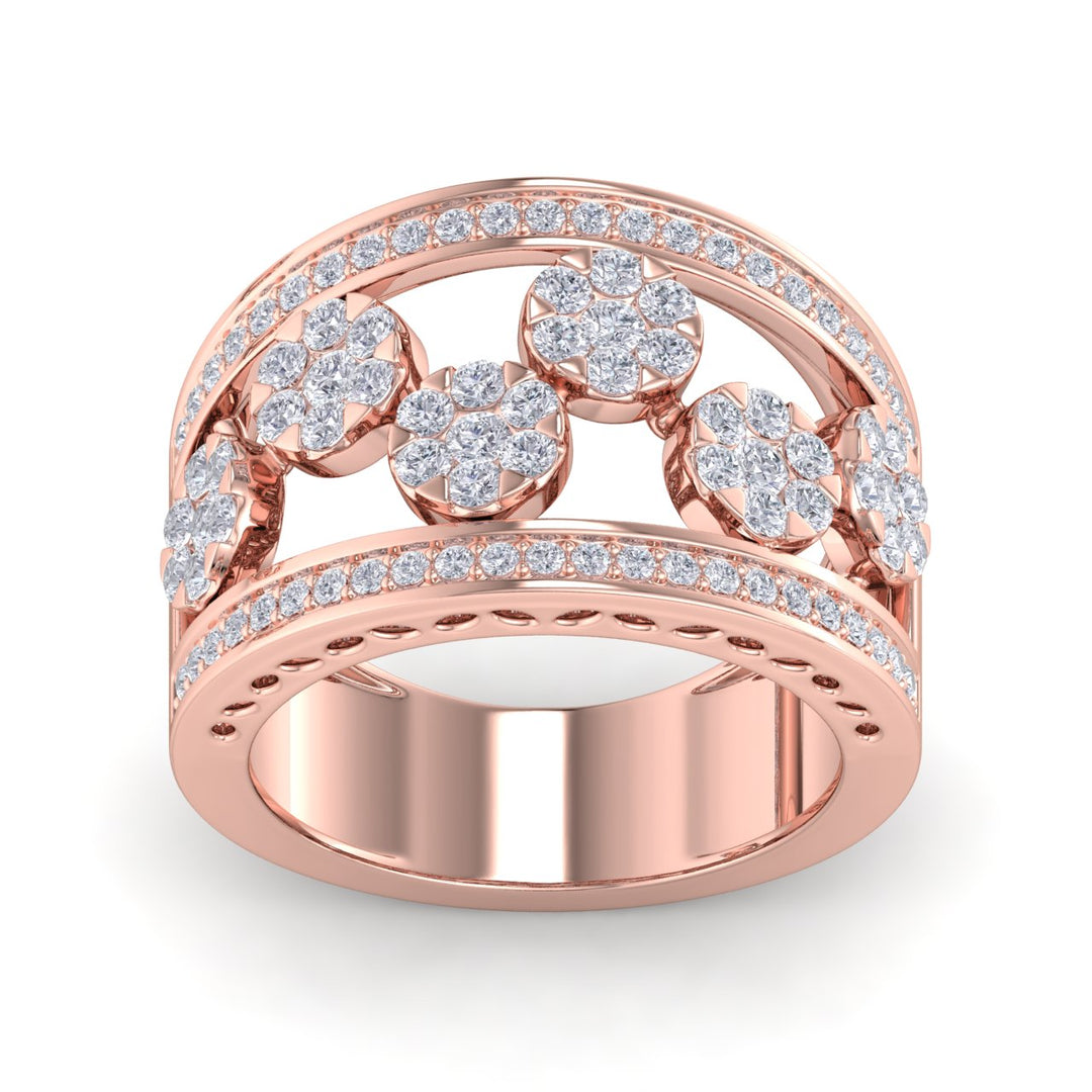 Beautiful ring in yellow gold with white diamonds of 1.07  ct in weight