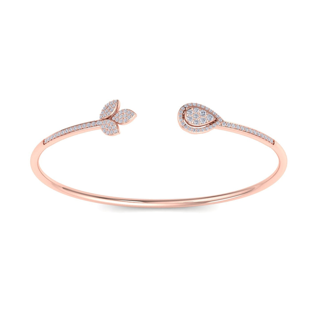 Diamond cuff bracelet in rose gold with white diamonds of 0.56 ct in weight