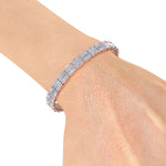 Load image into Gallery viewer, Baguette tennis bracelet in rose gold with white diamonds of 5.20 ct in weight