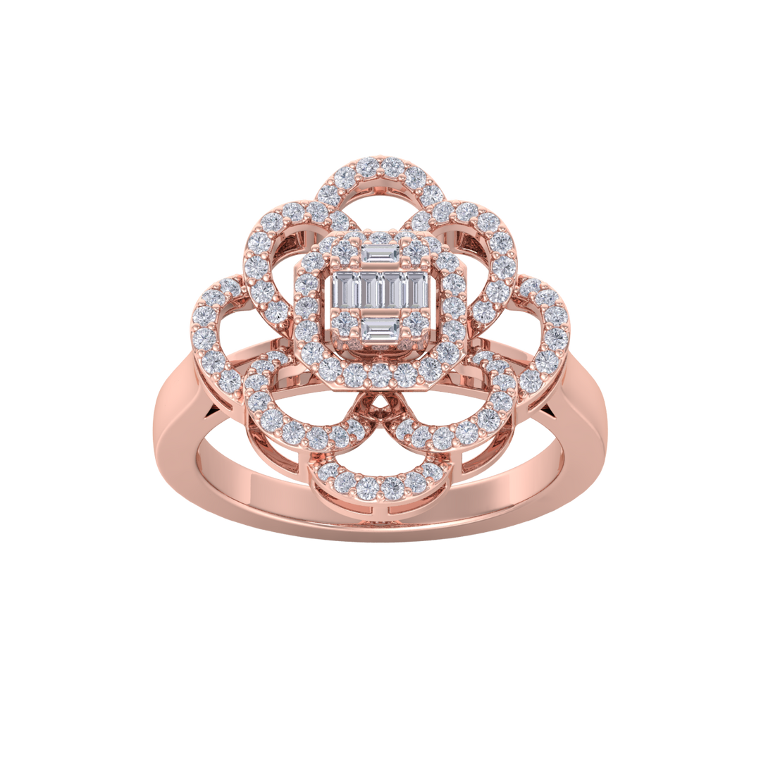 Diamond ring in yellow gold with white diamonds of 0.53 ct in weight