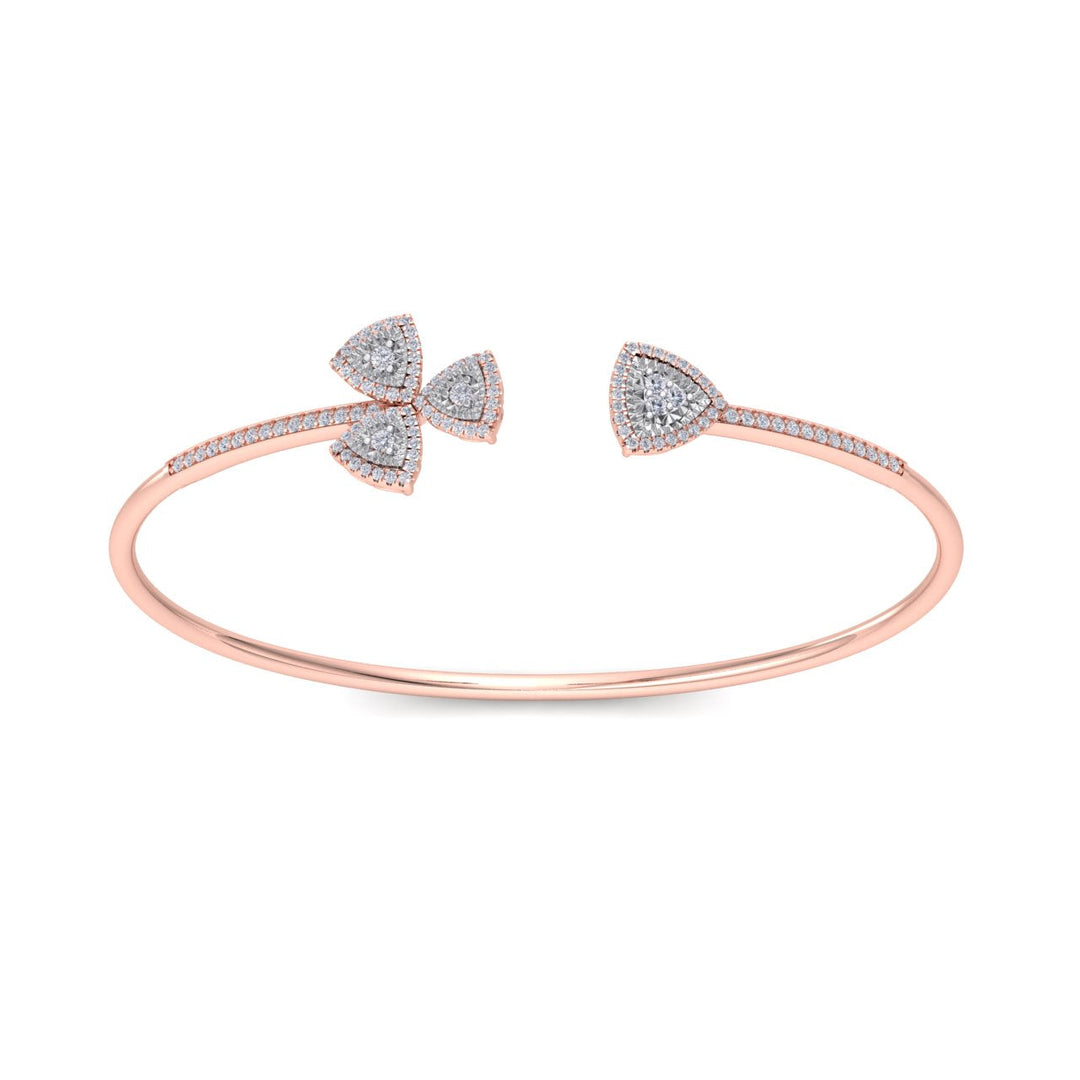 Cuff bracelet in rose gold with white diamonds of 0.53 ct in weight
