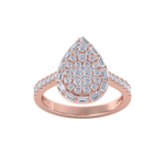 Load image into Gallery viewer, Pear cluster ring in rose gold with white diamonds of 1.01 ct in weight