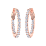 Load image into Gallery viewer, Diamond eternity hoop earrings in rose gold with white diamonds of 1.50 ct in weight
