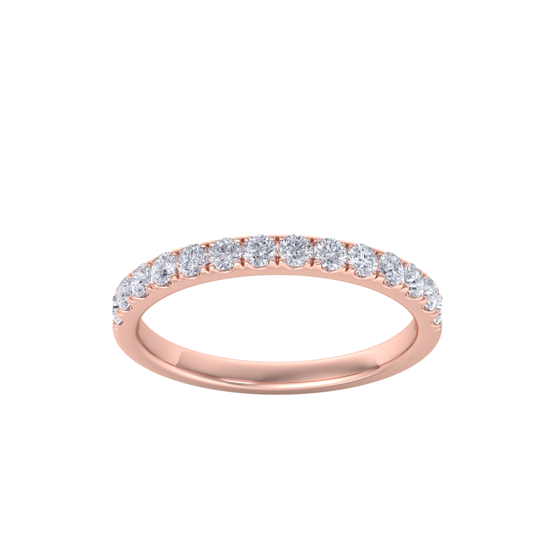 Classic Wedding band in rose gold with white diamonds of 0.49 ct in weight