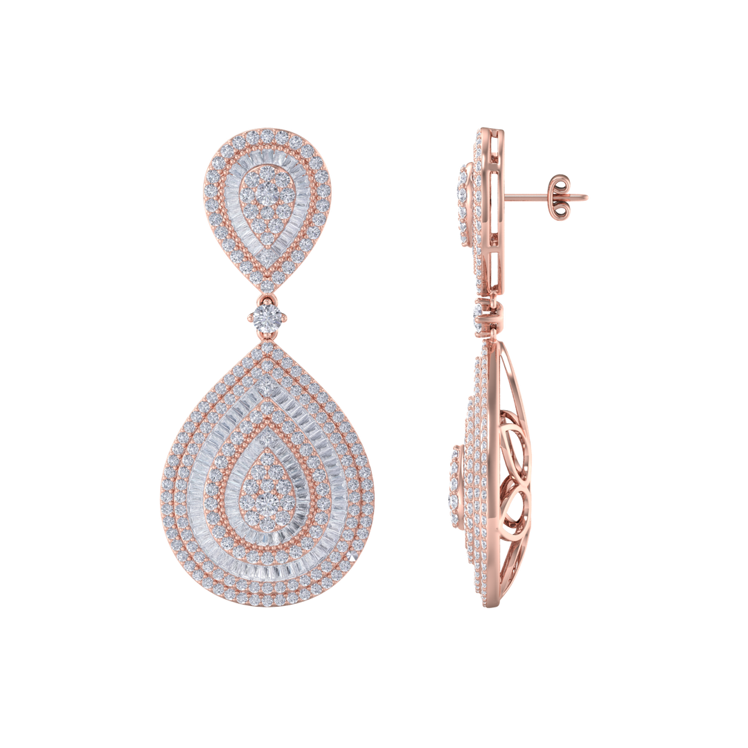 Diamond chandelier earrings in white gold with white diamonds of 8.15 ct in weight