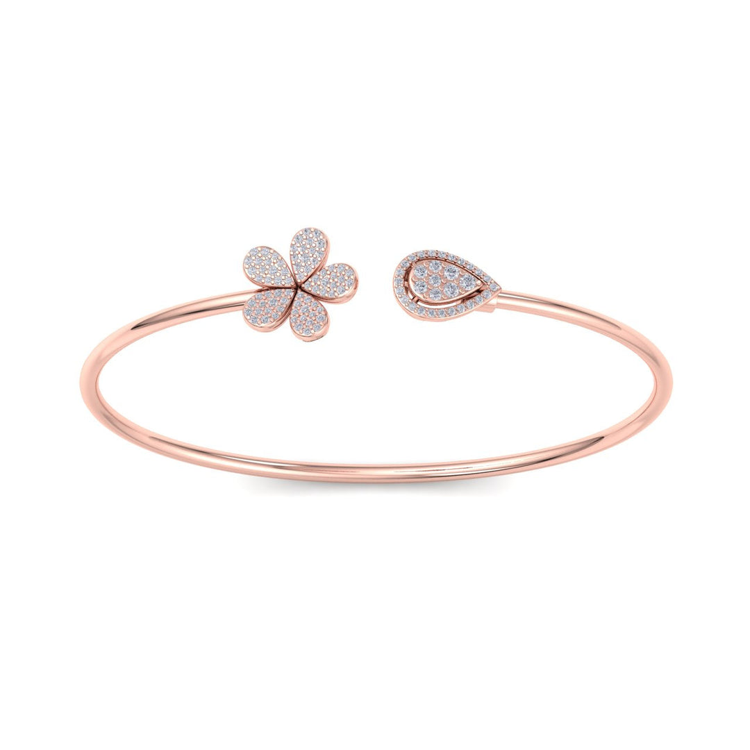 Cuff bracelet in rose gold with white diamonds of 0.49 ct in weight