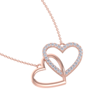 Load image into Gallery viewer, Cute hearts necklace in white gold with white diamonds of 0.61 ct in weight