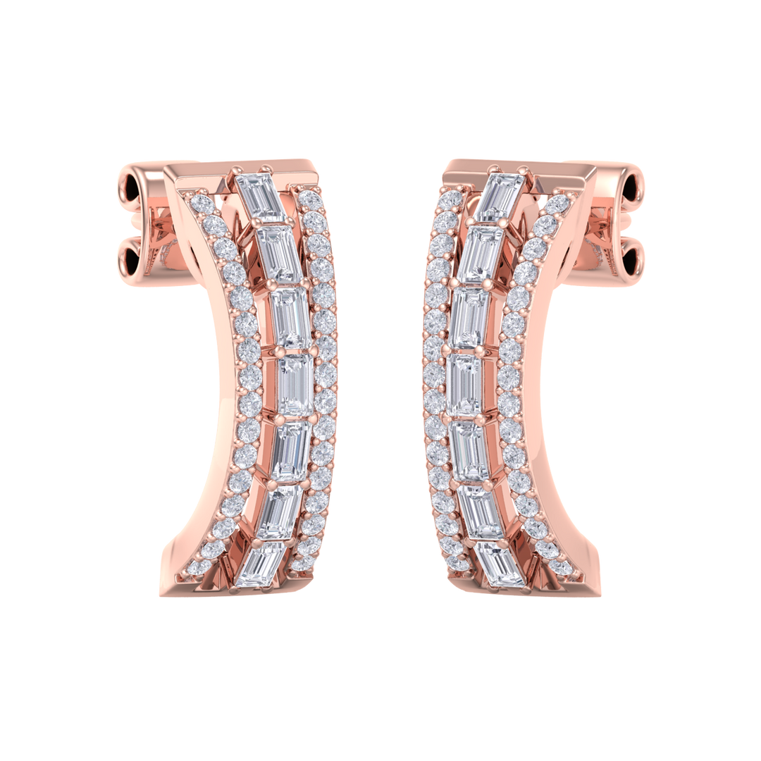 Diamond earrings in rose gold with white diamonds of 1.13 ct in weight