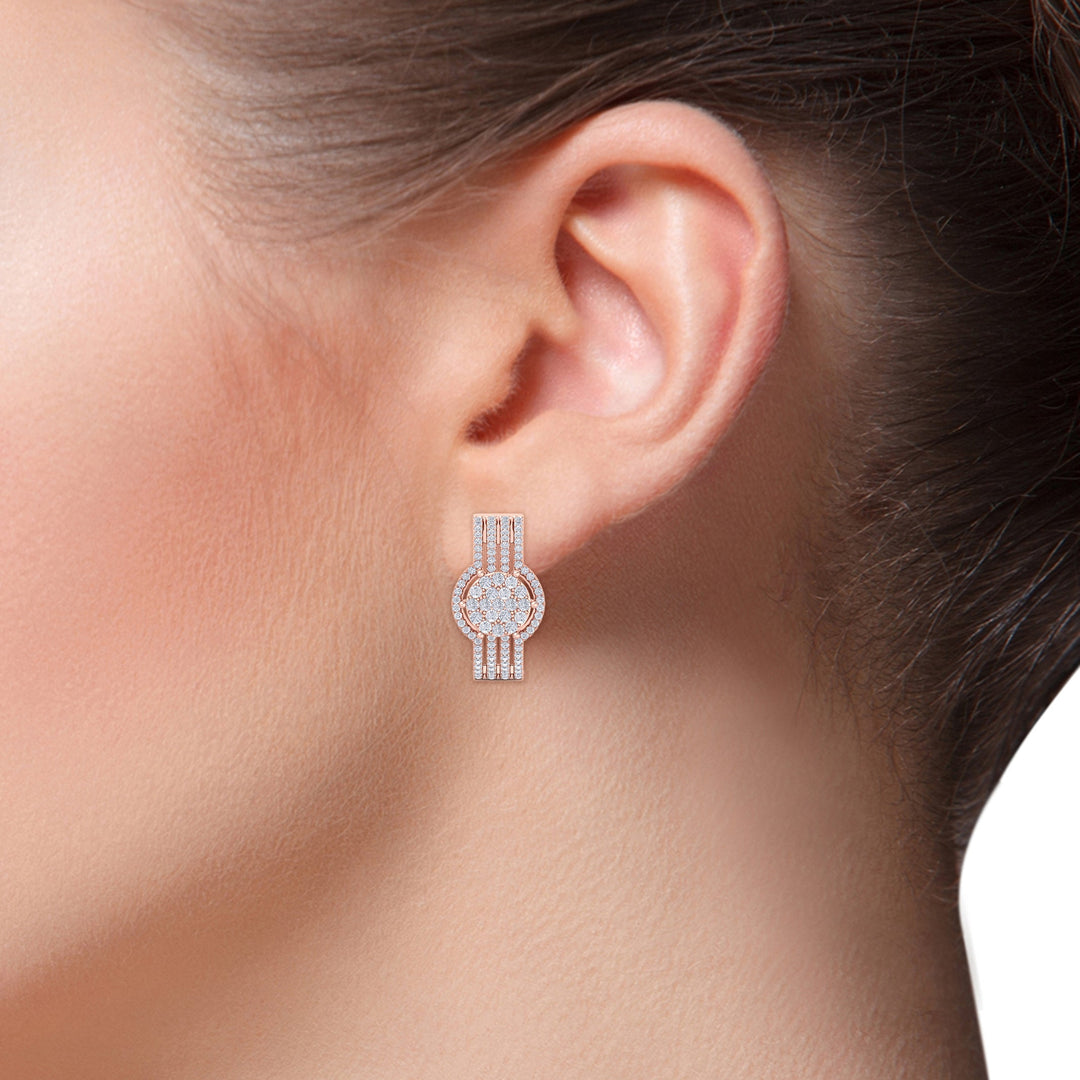 Beautiful Stud Earrings in rose gold with white diamonds of 1.12 in weight