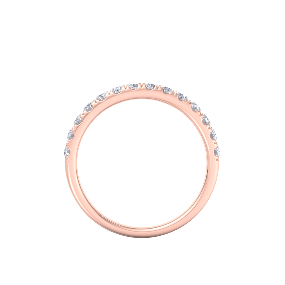 Classic Wedding band in rose gold with white diamonds of 0.49 ct in weight