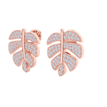 Load image into Gallery viewer, Leaf shaped earrings in rose gold with white diamonds of 0.65 ct in weight