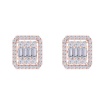 Load image into Gallery viewer, Square earrings in rose gold with baguette white diamonds of 0.89 ct in weight