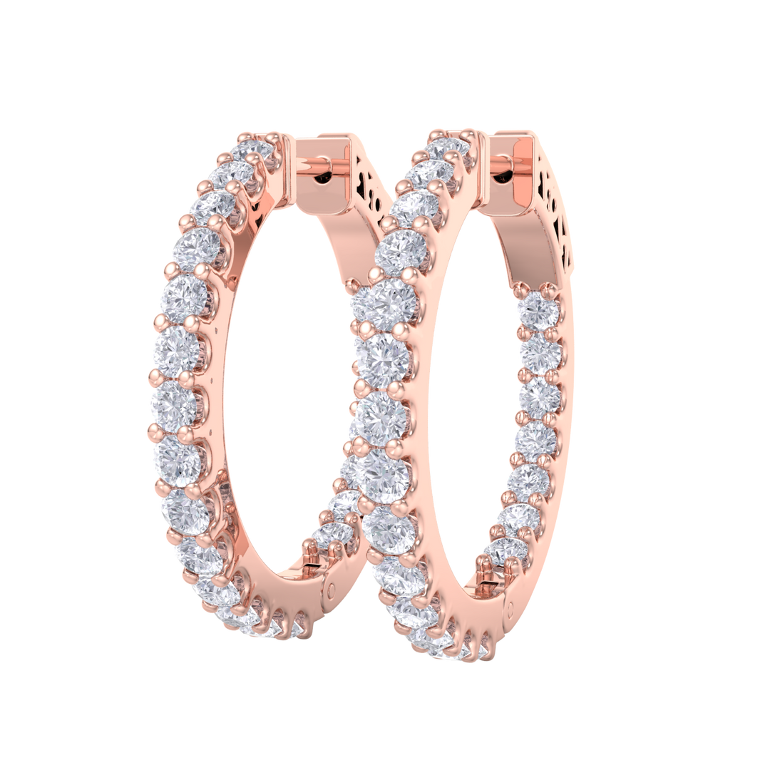 Diamond eternity hoop earrings in rose gold with white diamonds of 2.00 ct in weight