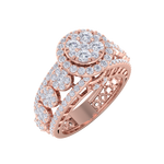 Load image into Gallery viewer, Halo cluster ring in rose gold with white diamonds of 1.53 ct in weight