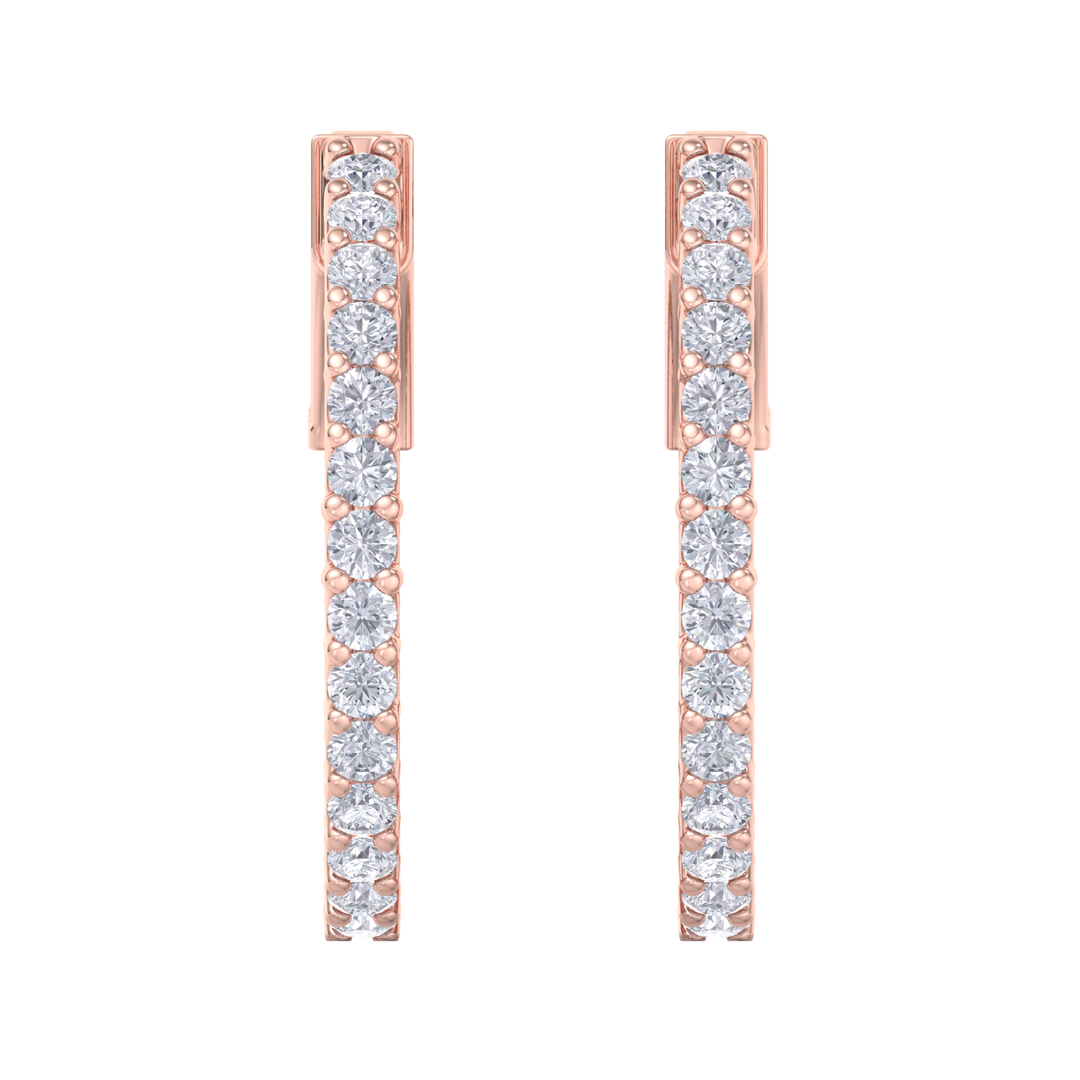 Diamond eternity hoop earrings in white gold with white diamonds of 1.00 ct in weight