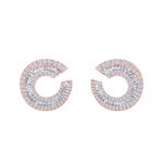 Load image into Gallery viewer, Baguette diamond circle studs in yellow gold with white diamonds of 5.85 ct in weight