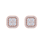 Load image into Gallery viewer, Square cluster stud earrings in white gold with white diamonds of 1.00 ct in weight