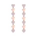Load image into Gallery viewer, Dangle earrings with gold hearts in rose gold with white diamonds of 1.01 ct in weight