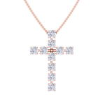 Load image into Gallery viewer, Diamond Cross Pendant in rose gold with white diamonds of 1.10 ct in weight