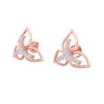 Load image into Gallery viewer, Flower shaped stud earrings in rose gold with white diamonds of 0.24 ct in weight