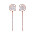 Load image into Gallery viewer, Dangle hoop earrings in rose gold with white diamonds of 1.30 ct in weight