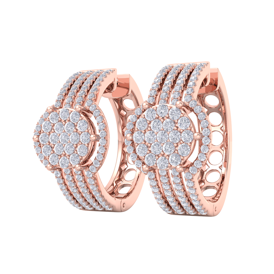 Beautiful Stud Earrings in rose gold with white diamonds of 1.12 in weight