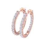 Load image into Gallery viewer, Diamond eternity hoop earrings in yellow gold with white diamonds of 4.82 ct in weight