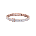 Load image into Gallery viewer, Baguette tennis bracelet in rose gold with white diamonds of 5.20 ct in weight