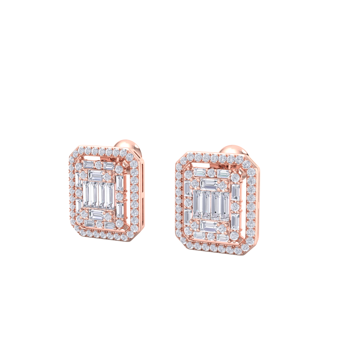Beautiful Stud Earrings in white gold with white diamonds of 1.78 in weight